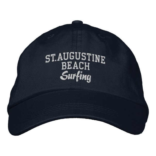 St. Augustine Beach Surfing Embroidered Hat (Front)