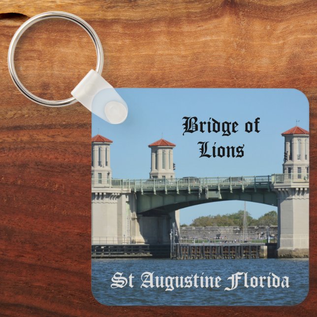 St Augustine Bridge of Lions and Fort Photographic Key Ring (Front)