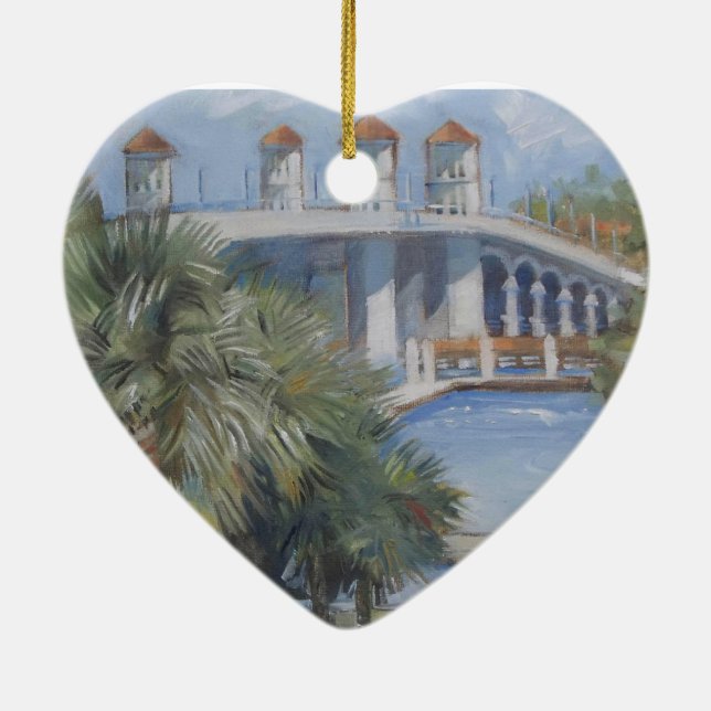 St Augustine Bridge of Lions Ceramic Tree Decoration (Back)