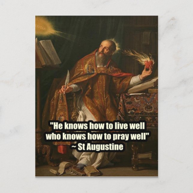 St. Augustine Catholic Spiritual Quote Postcard (Front)