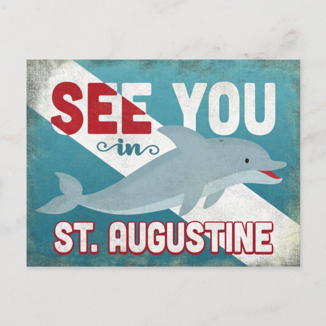 St Augustine Dolphin - Retro Vintage Travel Postcard (Front)