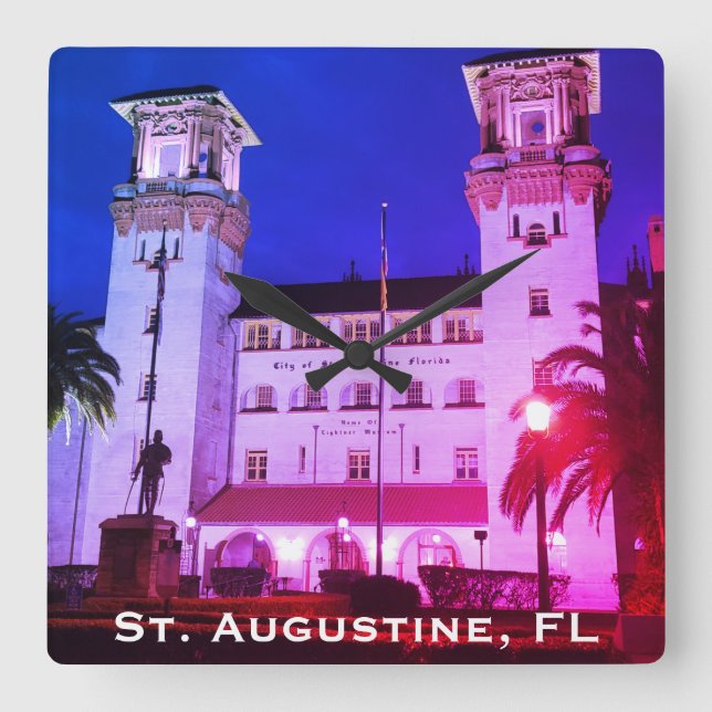 St. Augustine, FL - Hotel Alcazar Square Wall Clock (Front)