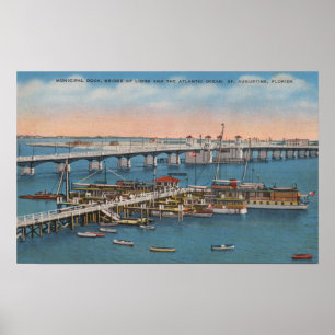 St. Augustine, FL - View of Bridge of Lions Poster