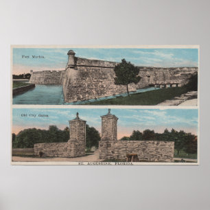 St. Augustine, FL - View of Ft. Marion & City Poster