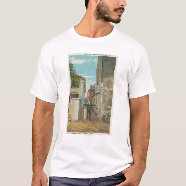 St. Augustine, FL - View of Treasury Street & T-Shirt (Front)