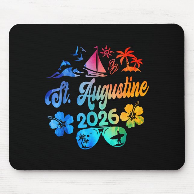 St. Augustine Florida 2026 Vacation Tie Dye Summer Mouse Mat (Front)