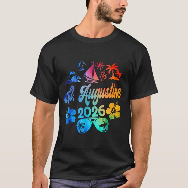 St. Augustine Florida 2026 Vacation Tie Dye Summer T-Shirt (Front)