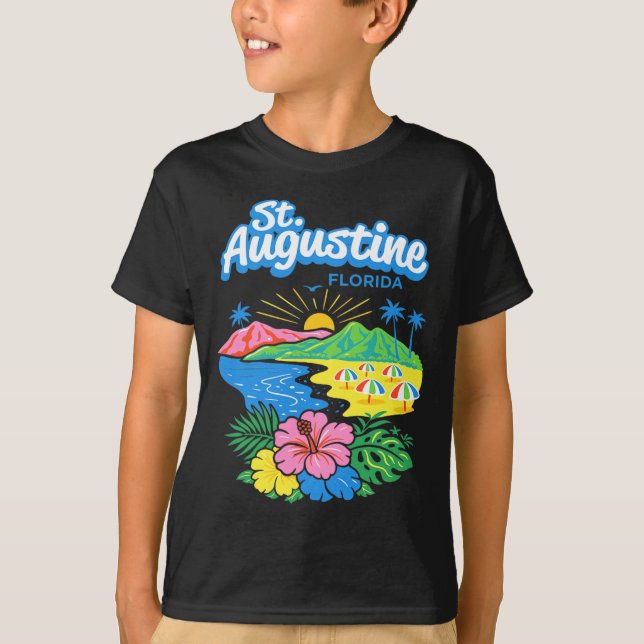St Augustine Florida Beach Sunset Tropical T-Shirt (Front)