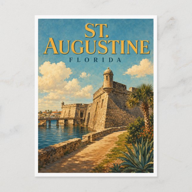 St. Augustine Florida Castillo GeoSaga Postcard (Front)