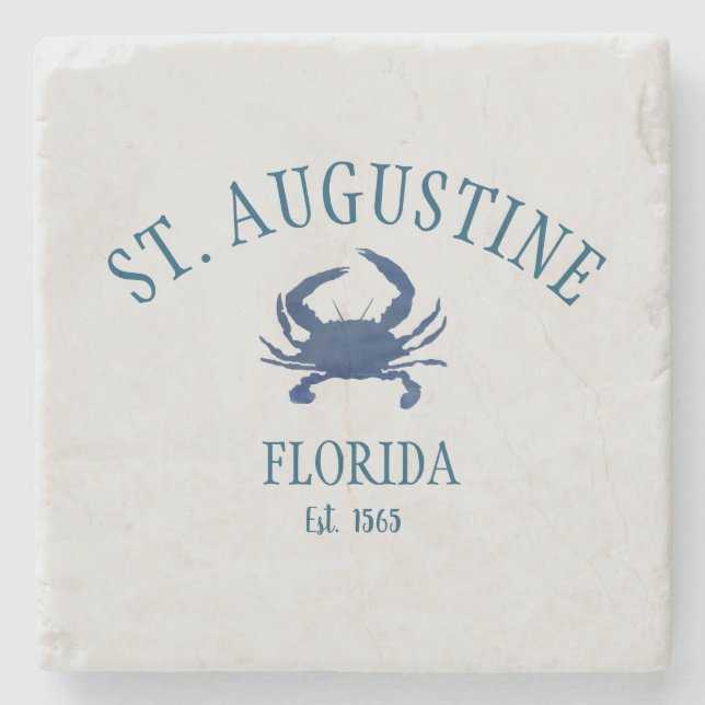 St Augustine Florida Est Beach Blue Crab Stone Coaster (Front)