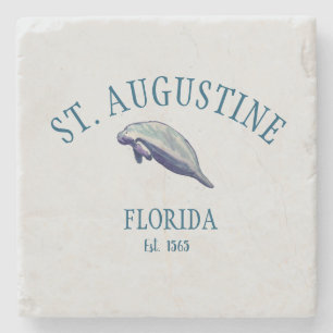 St Augustine Florida Est Beach Manatee Stone Coaster