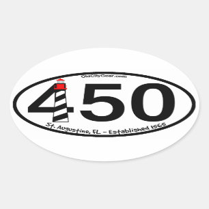 St. Augustine, Florida - Established 1565 - 450th Oval Sticker