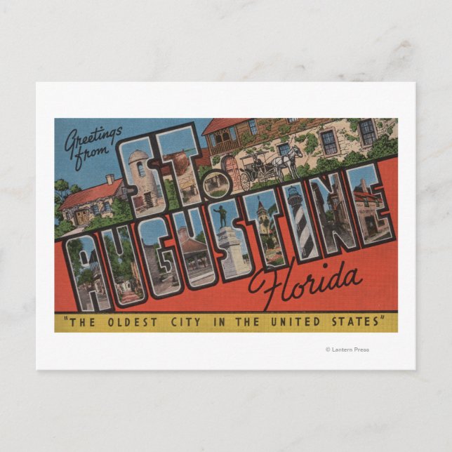St. Augustine, Florida - Large Letter Scenes 2 Postcard (Front)