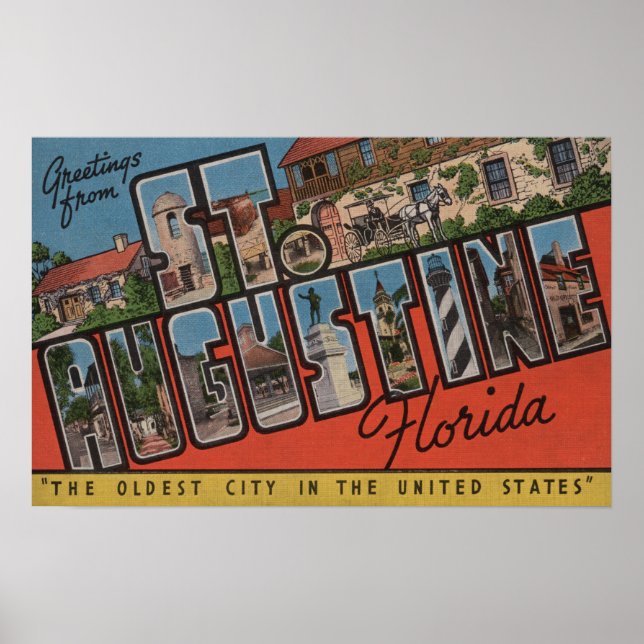 St. Augustine, Florida - Large Letter Scenes 2 Poster (Front)