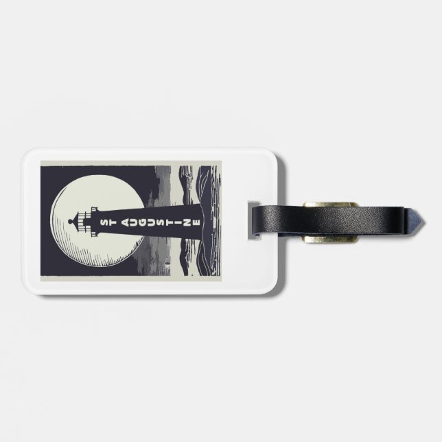 St. Augustine Florida Lighthouse Moon Luggage Tag (Back Horizontal)