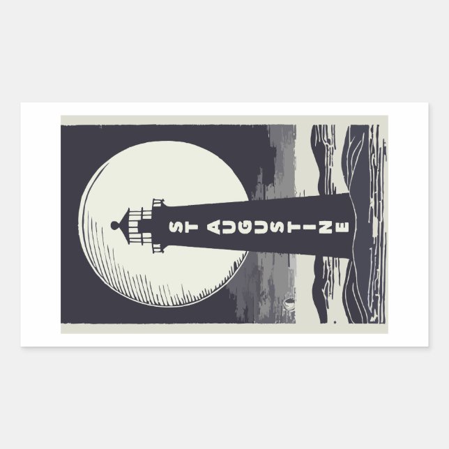 St. Augustine Florida Lighthouse Moon Rectangular Sticker (Front)