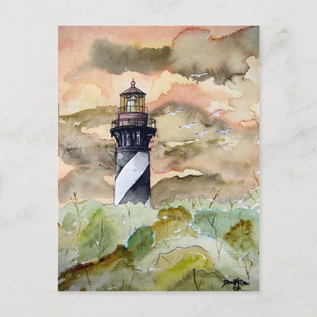 St Augustine Florida lighthouse painting Postcard (Front)