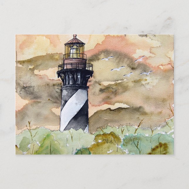 St Augustine Florida lighthouse painting Postcard (Front)
