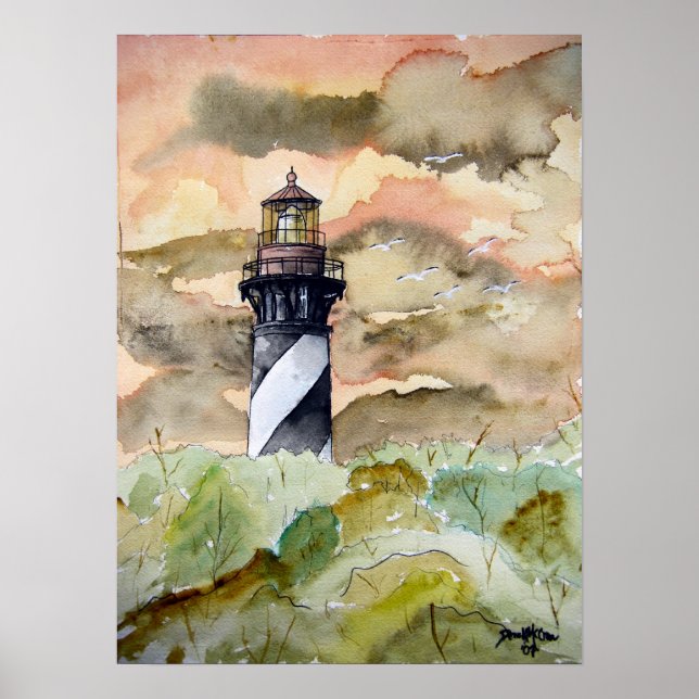 St Augustine Florida lighthouse painting Poster (Front)