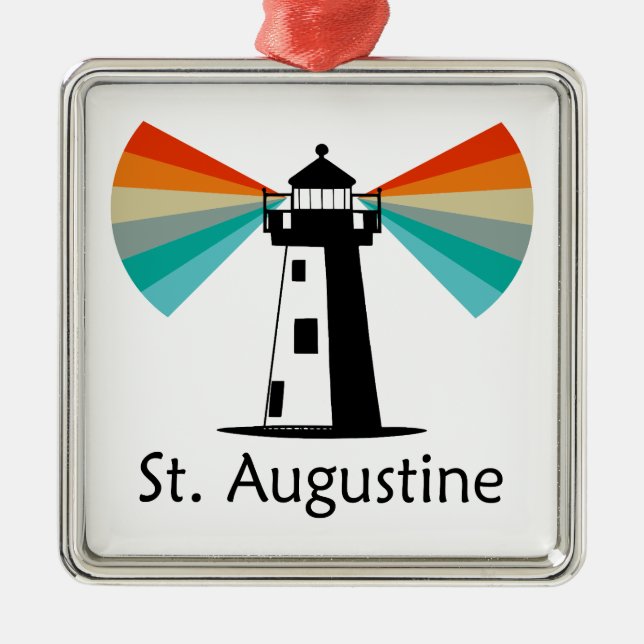 St. Augustine Florida Lighthouse Rainbow Metal Tree Decoration (Front)