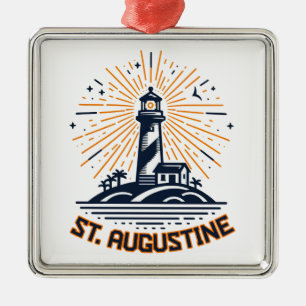 St. Augustine Florida Lighthouse Sunrise Metal Tree Decoration
