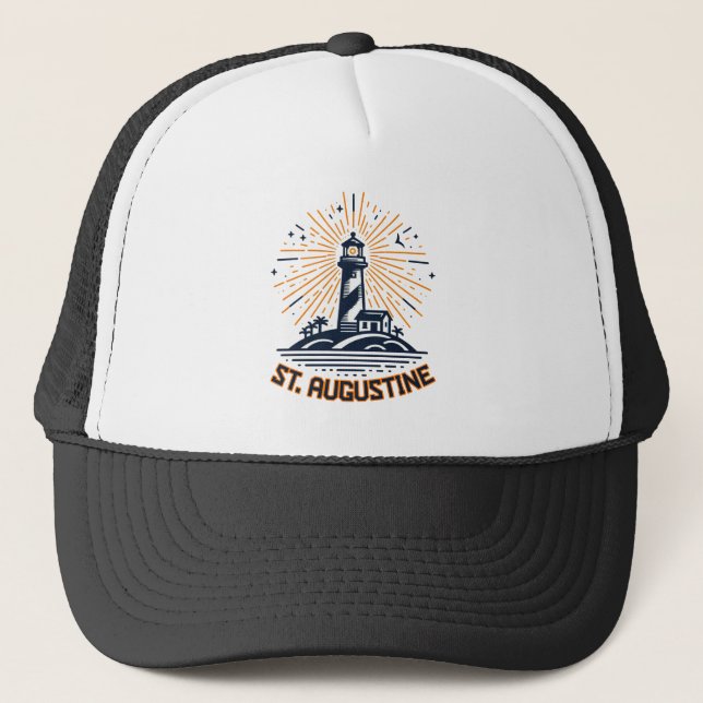 St. Augustine Florida Lighthouse Sunrise Trucker Hat (Front)
