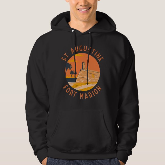 St Augustine Florida Retro Distressed Circle Hoodie (Front)