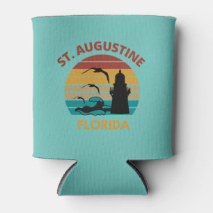 St Augustine Florida Retro Vintage Sunset Design Can Cooler