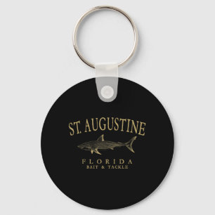 St Augustine Florida Shark Vintage Tan Art Fishing Key Ring