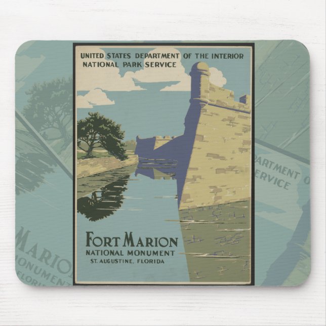 St. Augustine Florida Spanish Fort Marion Poster Mouse Mat (Front)