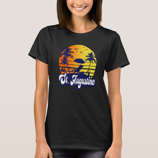 St. Augustine Florida Sunset Beach Retro Premium T-Shirt (Front)