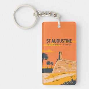 St Augustine Florida Travel Art Vintage Key Ring