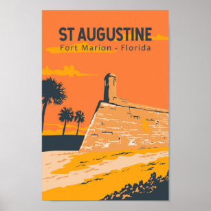 St Augustine Florida Travel Art Vintage Poster