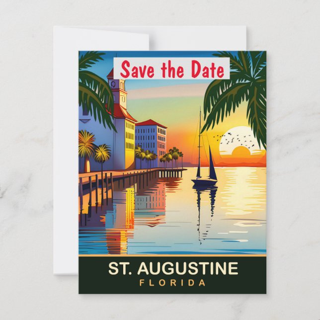 St. Augustine, Florida, Travel Postcard,  Save The Date (Front)