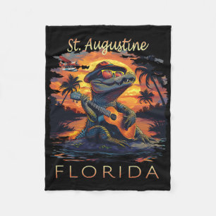 St. Augustine Florida Vacation Cute Alligator  Fleece Blanket