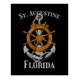 St. Augustine Florida Vacation Nautical Anchor Hel Poster