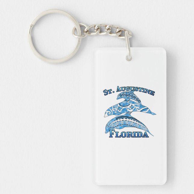 St. Augustine Florida Vacation Tribal Dolphins Key Ring (Front)