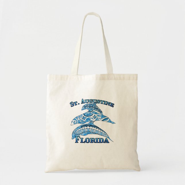 St. Augustine Florida Vacation Tribal Dolphins Tote Bag (Front)