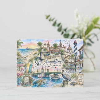 St. Augustine Landmarks historic cards art