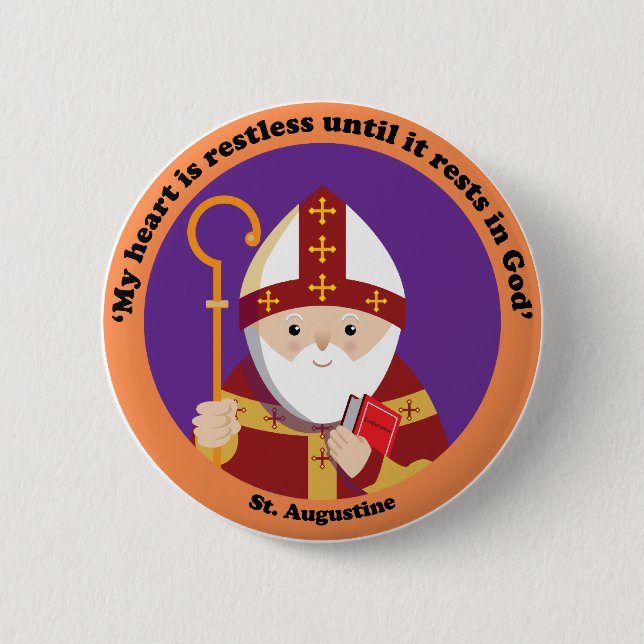 St. Augustine of Hippo 6 Cm Round Badge (Front)