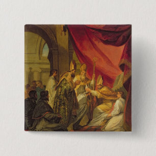 St. Augustine  ordained as the Bishop 15 Cm Square Badge