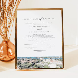 ST AUGUSTINE Skyline Marriage Certificate Keepsake Poster
