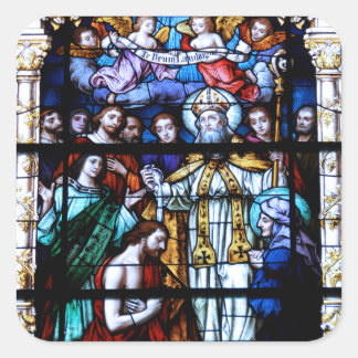 St. Augustine Stained Glass Square Sticker