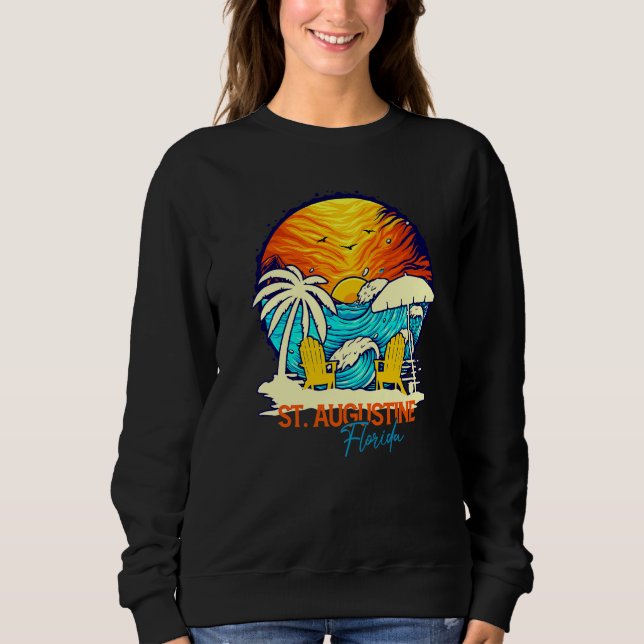 St Augustine Sunset Florida Vacation Couples Famil Sweatshirt (Front)