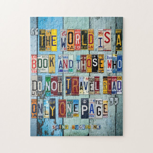St Augustine Travel Quote License Plate Art Jigsaw Puzzle (Vertical)