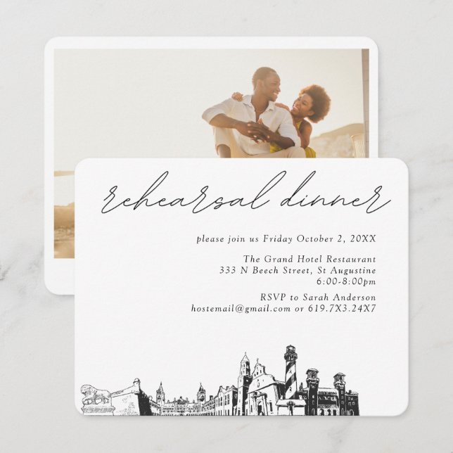 St Augustine Wedding Elegant Rehearsal Dinner Enclosure Card (Front/Back)