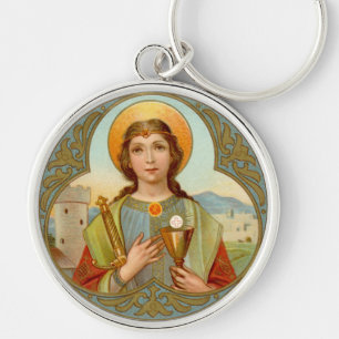 St. Barbara (BK 001) Premium Round Metal Key Ring