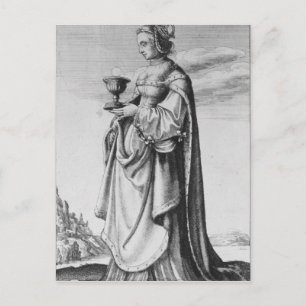 St. Barbara, etched by Wenceslaus Hollar, 1647 Postcard