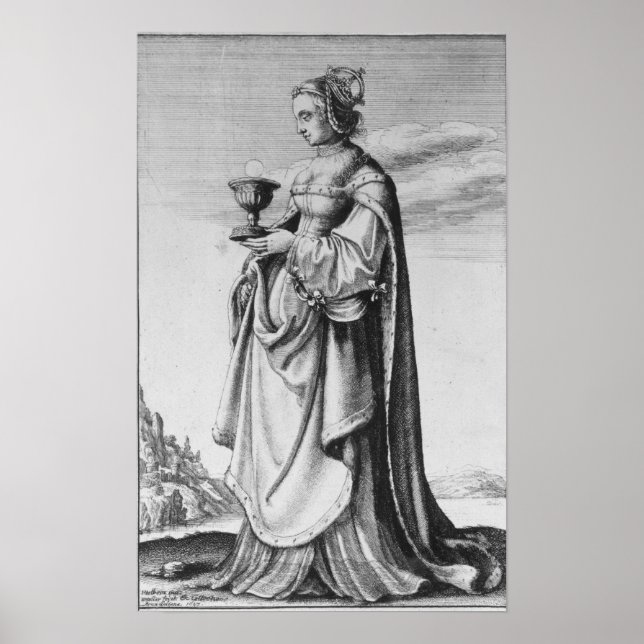 St. Barbara, etched by Wenceslaus Hollar, 1647 Poster (Front)
