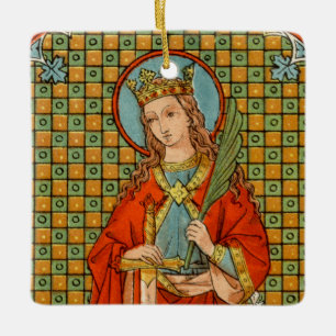 St. Barbara  (JP 01) Square Ceramic Ornament